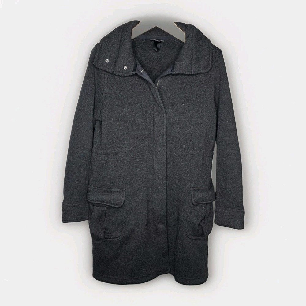 Patagonia Womens Better Sweater Coat Button Up Sz M Heather Black Fleece Jacket